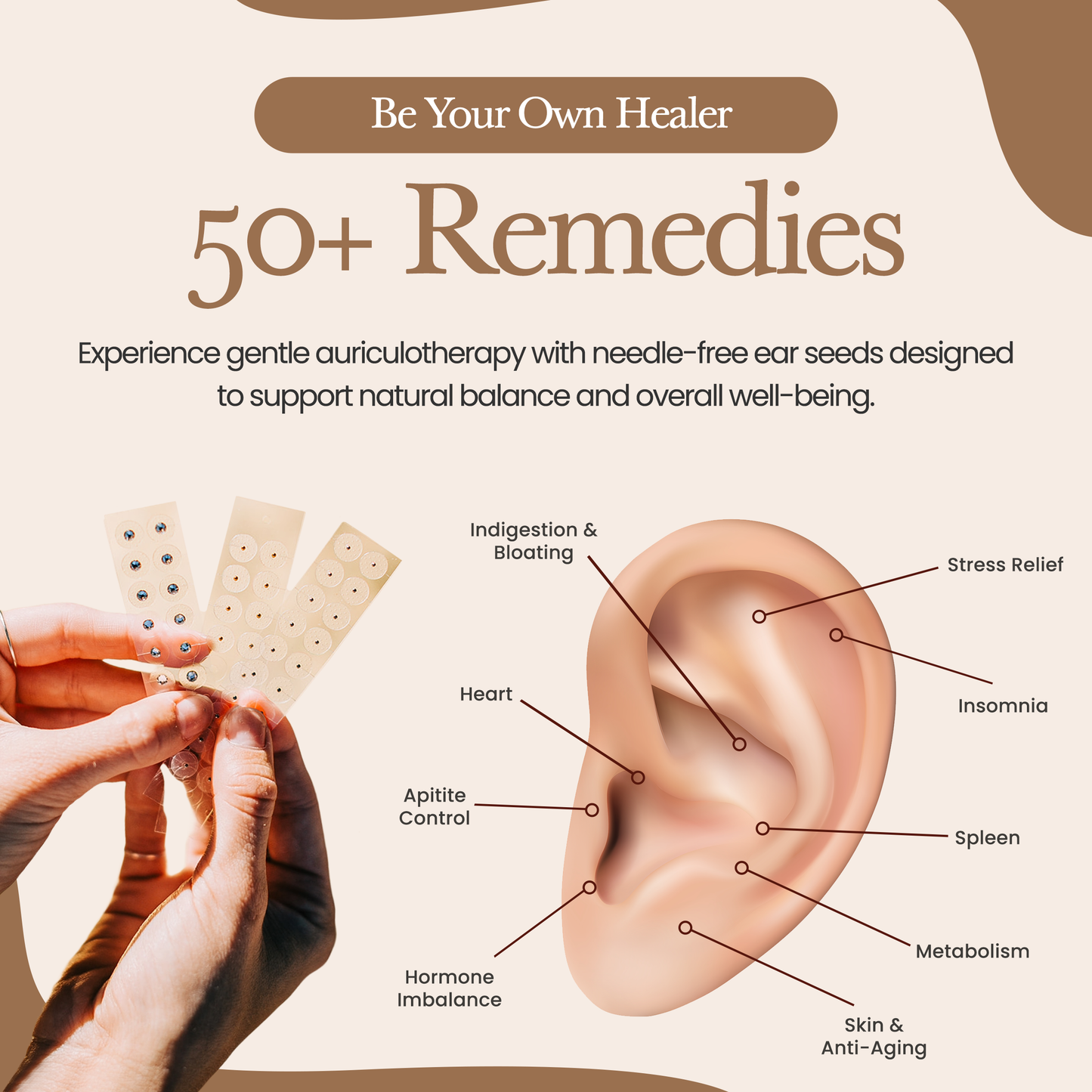 NAOWellness Silver Ear Seed Kit – Adhesive Acupressure Kit With 40+ Solutions