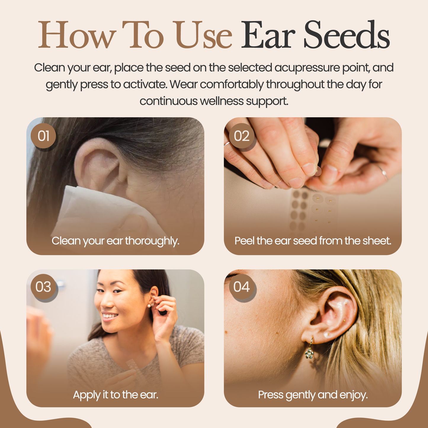 NAOWellness Silver Ear Seed Kit – Adhesive Acupressure Kit With 40+ Solutions