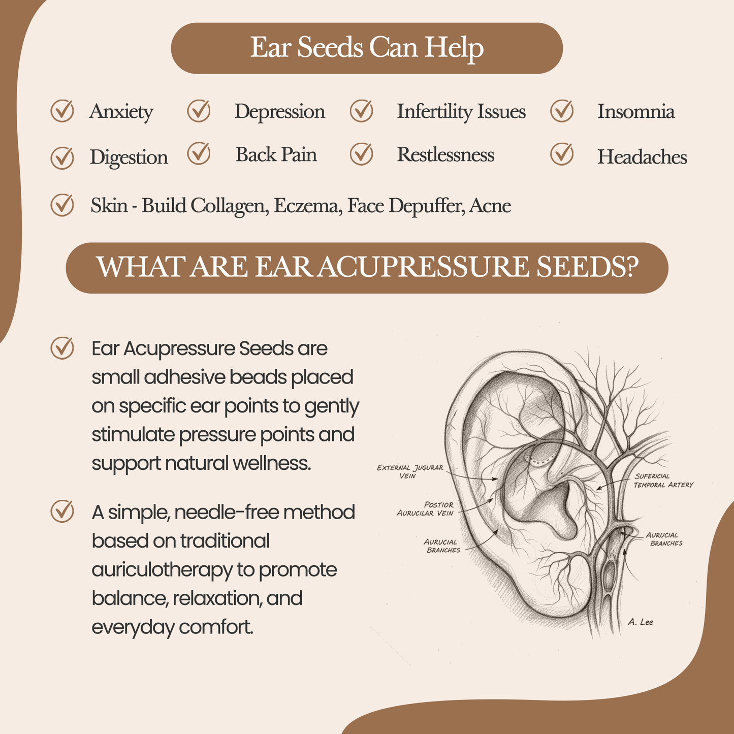 NAOWellness Silver Ear Seed Kit – Adhesive Acupressure Kit With 40+ Solutions