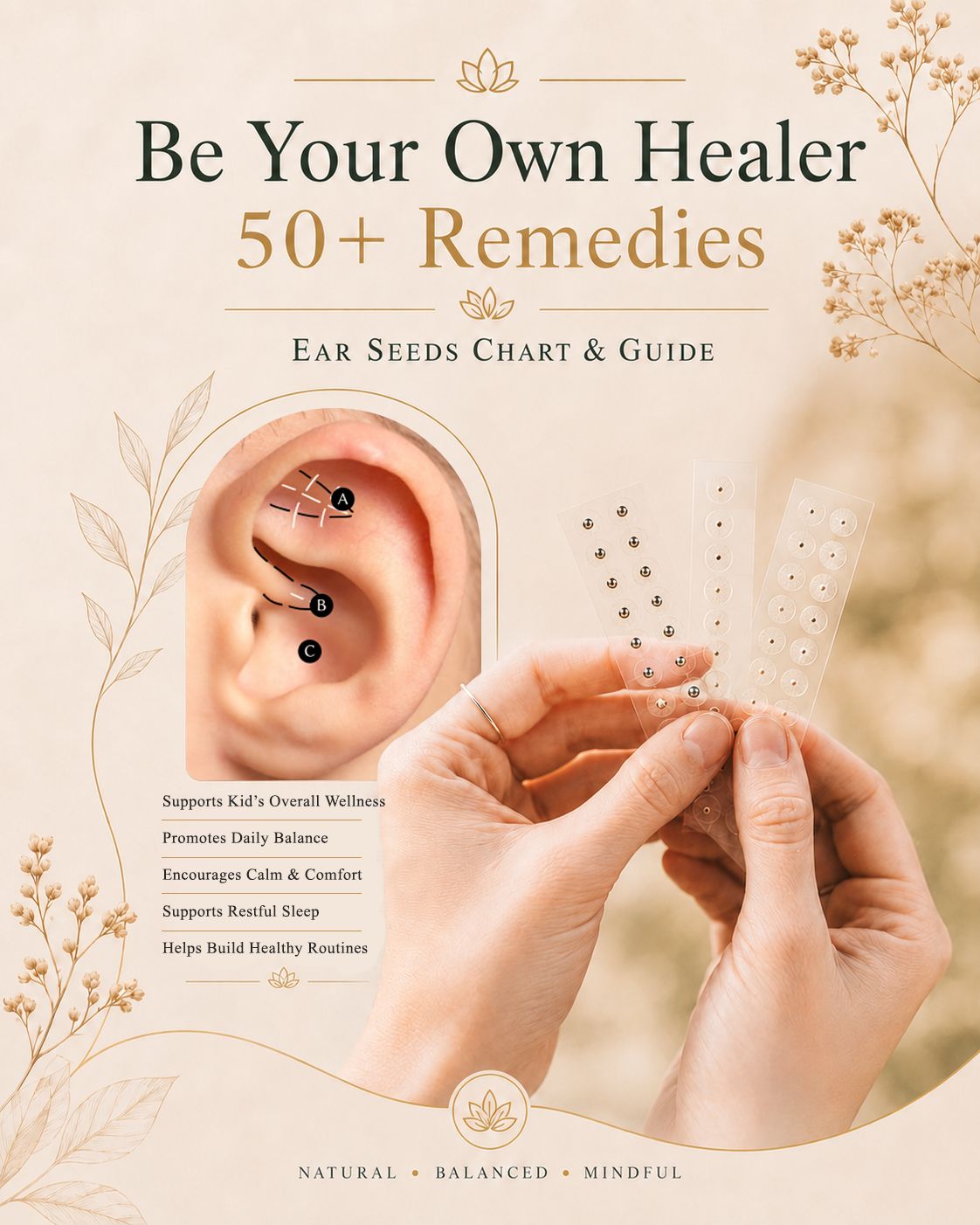 Kids Ear Seeds Chart & Guide, Kid-Friendly Acupressure, Ear Seed Maps, 30+ healing remedies in ONE Guide, How-To Videos, FAQs, 101 workshop